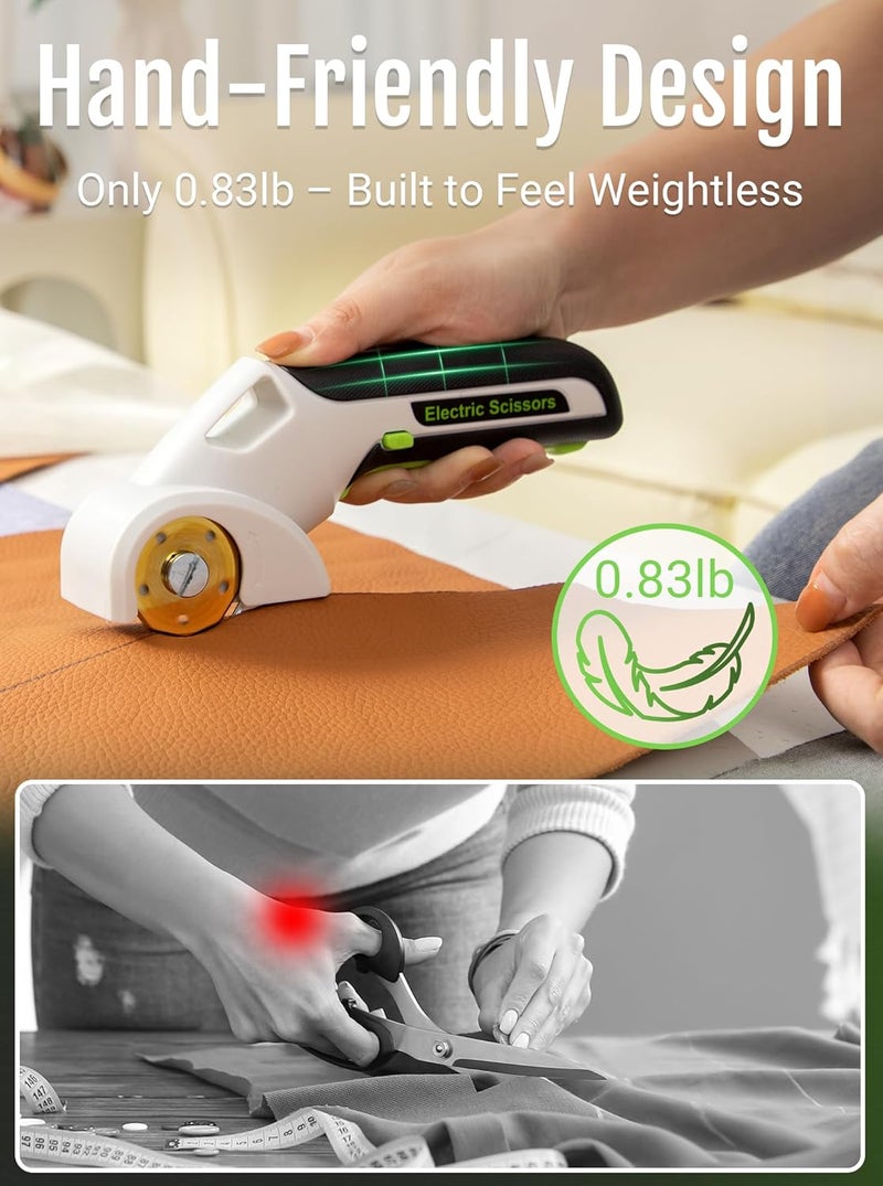 EPMAN 2026 NEW 4V Cordless Electric Scissors Tools, Cardboard Cutter with 2 Titanium Blade Accessories, Safety Lock, Rotary Cutter for Cardboard,Gifts for Men&Women - Glossy White - Image 5